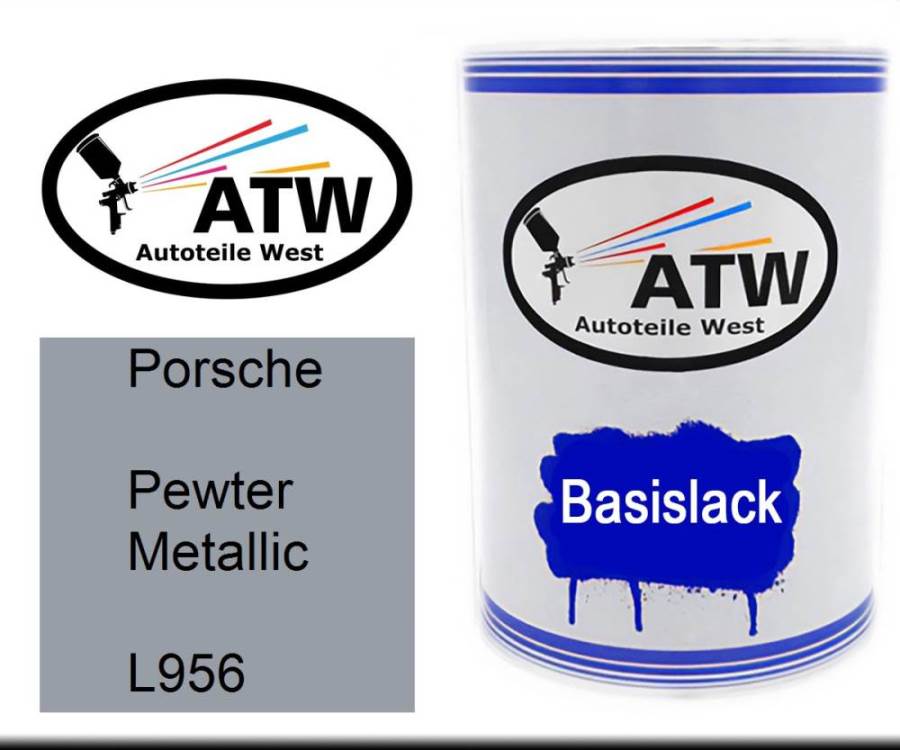 Porsche, Pewter Metallic, L956: 500ml Lackdose, von ATW Autoteile West.